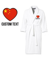 China Flag Heart Shape Embroidery Logo with Custom Text Embroidered Bathrobes